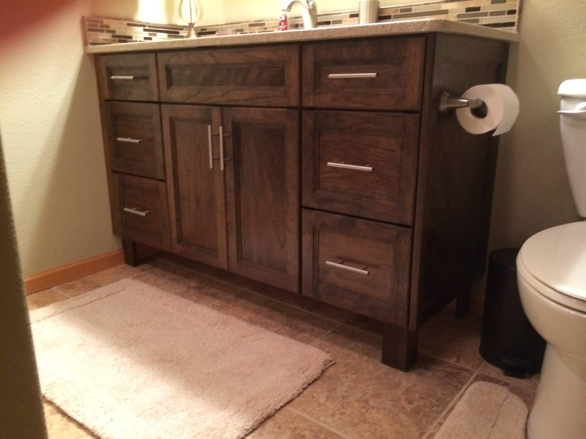 bathroom sink cabinets with drawers on left